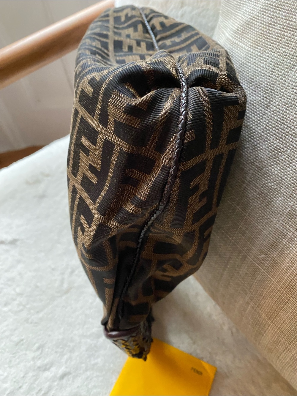 Fendi Vintage Zucca FF Spy hobo bag with Nappa leather, Woven handle + Dust bag - Picture 10 of 12